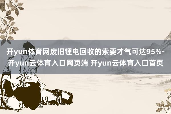 开yun体育网废旧锂电回收的索要才气可达95%-开yun云体育入口网页端 开yun云体育入口首页